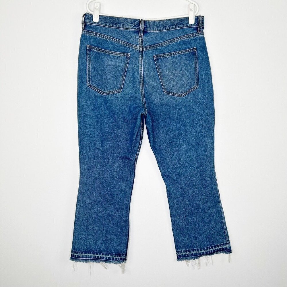 Free People‎ High Rise Boot Crop Jeans Womens Size 31 Rigid Frayed Bootcut - Picture 8 of 10